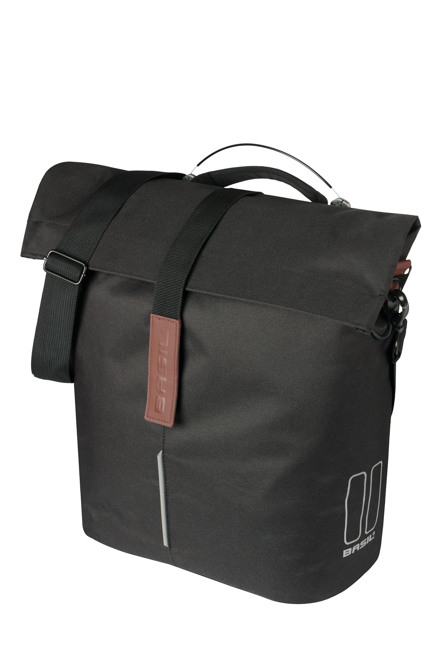 Basil City Shopper MIK Studs - 14-16L, Schwarz, Wasserabweisend, Inkl. MIK Studs-System, Ideal für Stadtfahrten und Einkäufe von Basil