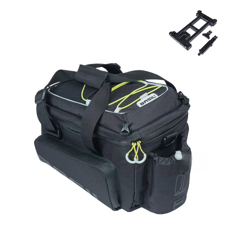 Basil Miles Gepäckträgertasche XL Pro MIK - 9-36L, Schwarz, Wasserdicht, Inkl. abschließbarem MIK-System, Ideal für Lange Touren von Basil