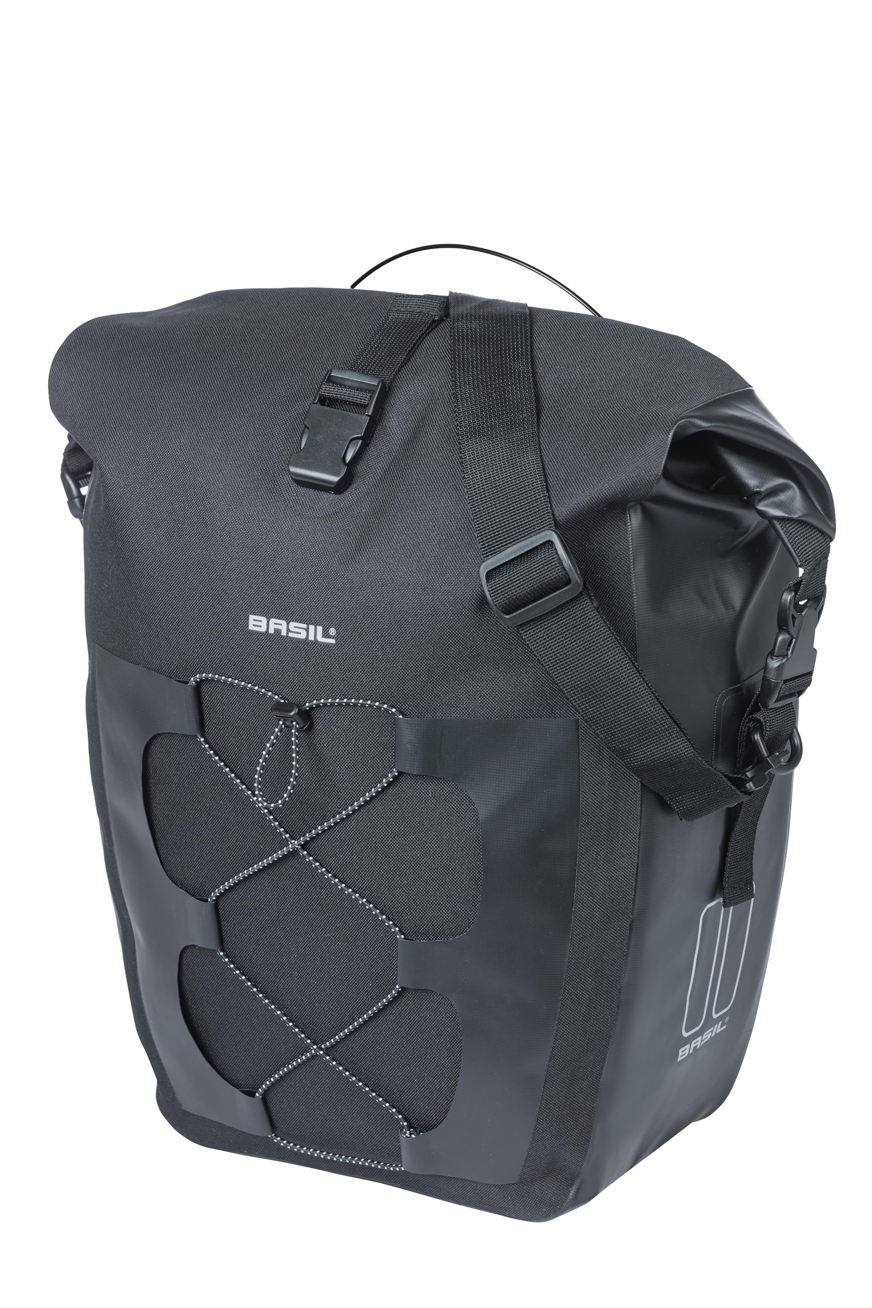 Basil Navigator Waterproof L MIK Studs - 22L, Schwarz, Wasserdicht, Inkl. MIK Studs-System, Ideal für Radtouren und Pendeln von Basil