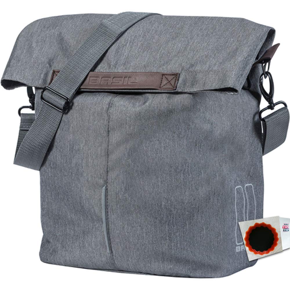 Basil Seitentasche City Shopper 16L Grey Melee Fahrrad Tasche + SCHLAUCHFLICKEN von Basil