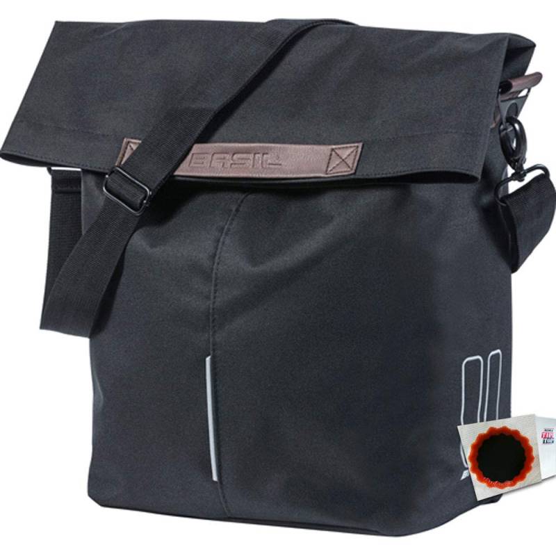 Basil Seitentasche City Shopper 16L schwarz Fahrradtasche + SCHLAUCHFLICKEN von Basil