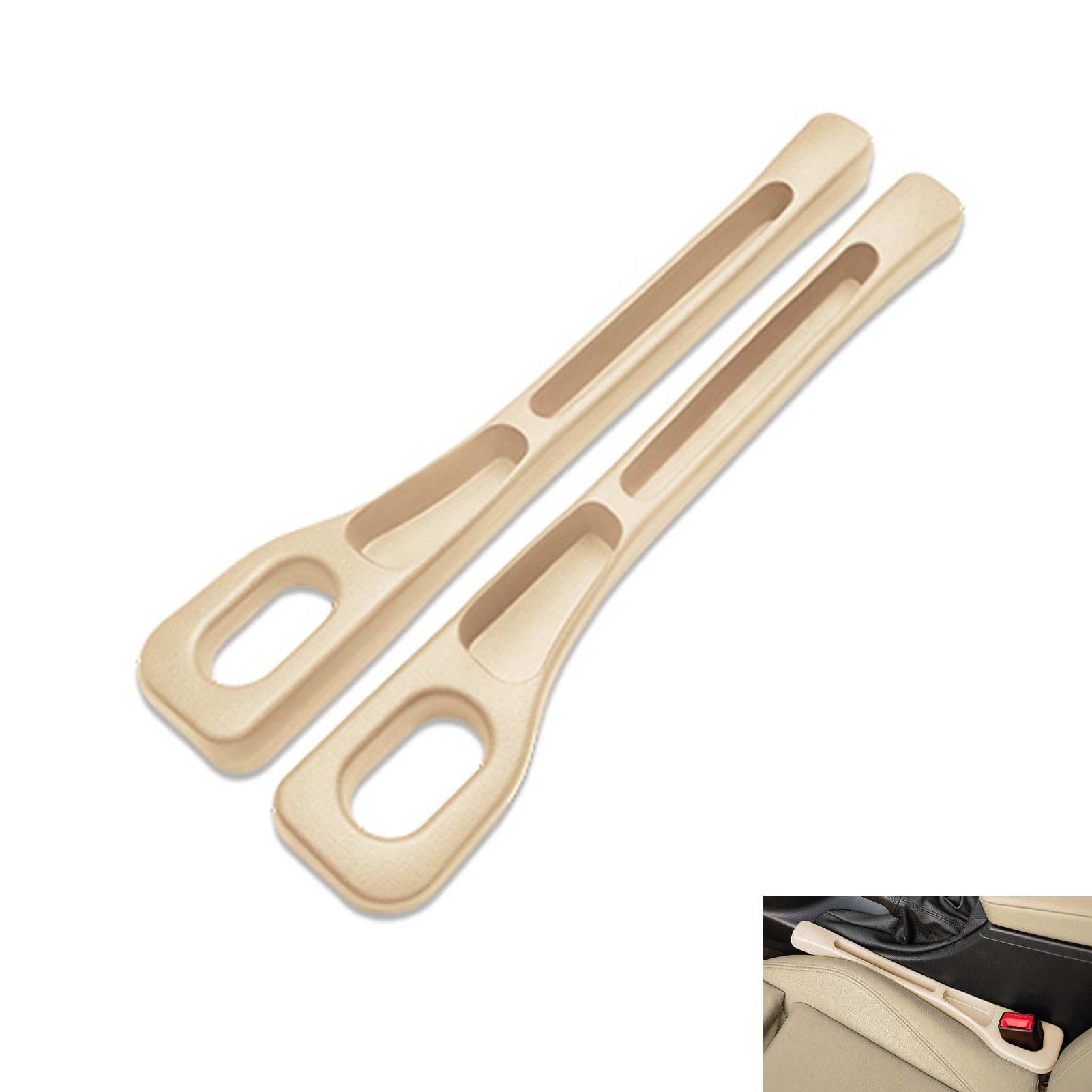 Batheidon Pack of 2 Car Seat Gap Filler, Autositz Spaltfüller, Universal Auto Seat Gap Filler, Sitzlückenfüller,verhindert Herunterfallen von Gegenständen (Beige) von Batheidon