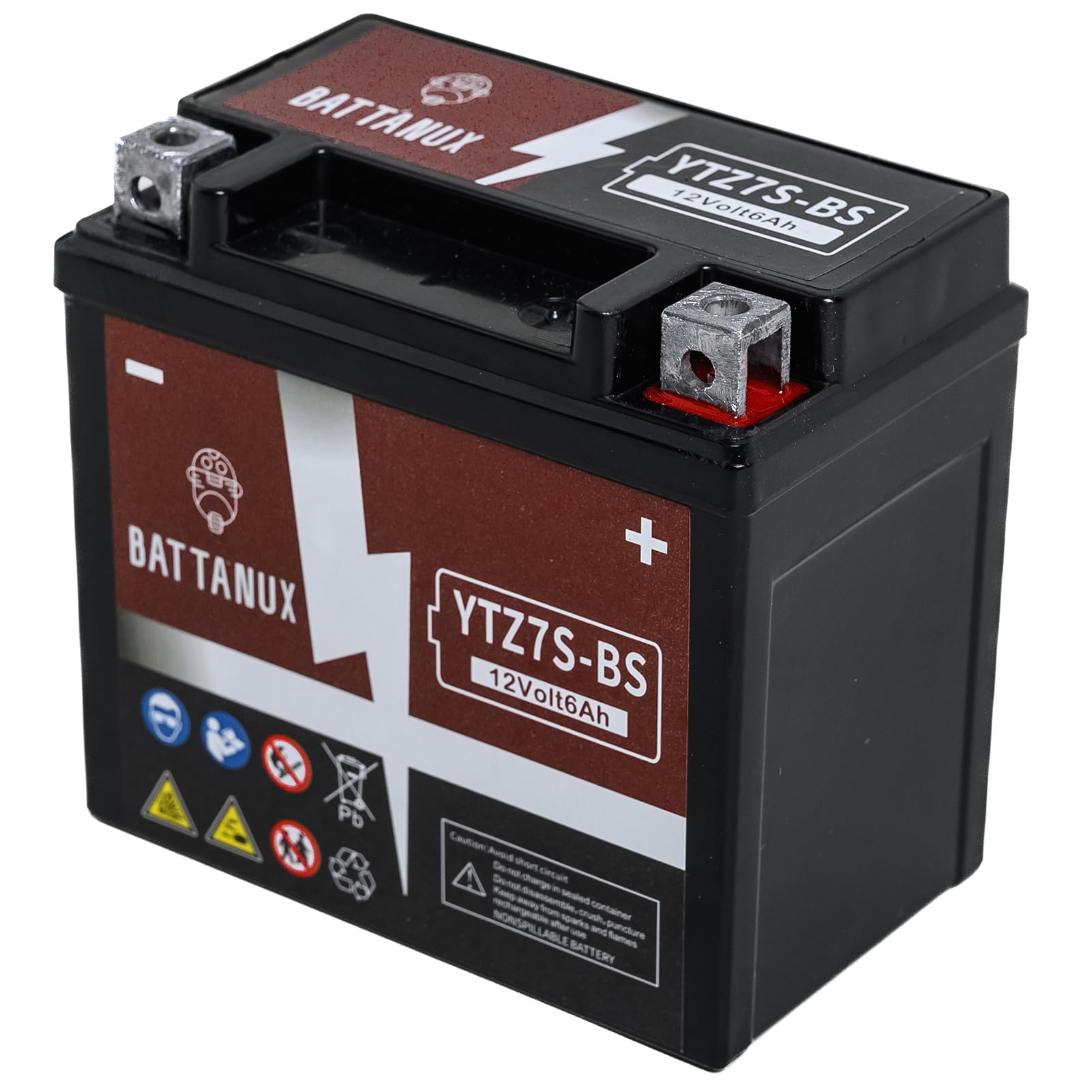 Battanux YTZ7S-BS Batterie & Motorradbatterie, versiegelt SLA/AGM 12V6Ah ATV/UTV/Schneemobil/Motorrad Batterie Wartungsfrei & Kein Werkzeug für die Installation & Fortschrittliche Technologie von Battanux