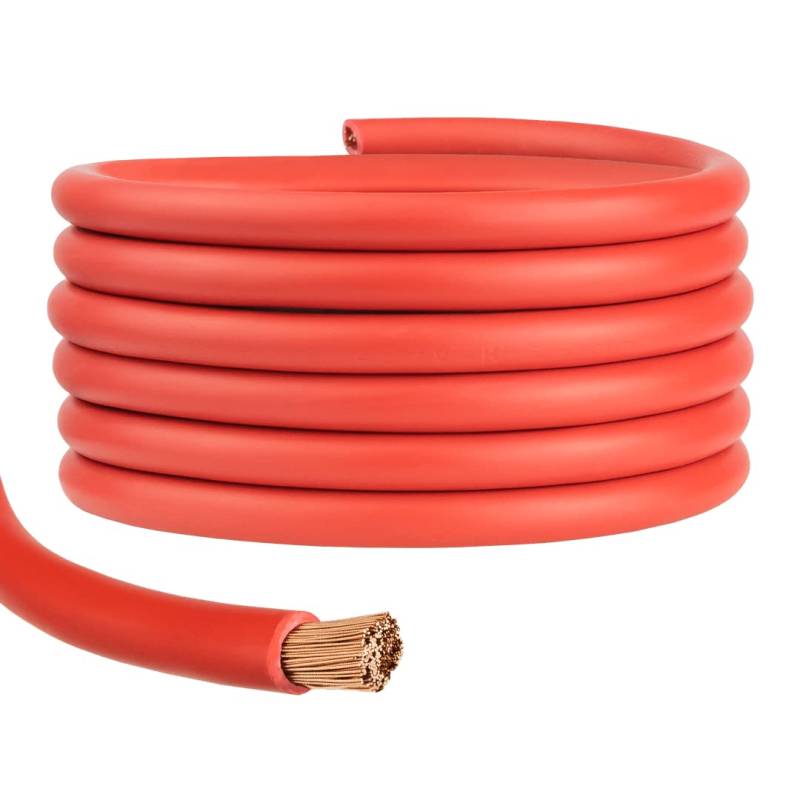 Batterie-Kabel Aderleitung Fahrzeugleitung | rot/schwarz | H07V-K | 100% OFC-Kupfer | 1,5mm² 2,5mm² 4mm² 6mm² 10mm² 16mm² 25mm² 35mm² 50mm² 70mm² | Meterware (Rot, 50 mm²) von Batterie24.de