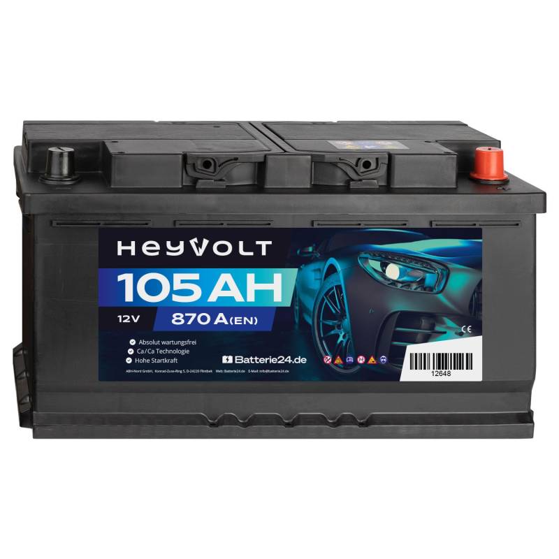 HeyVolt Start Autobatterie 12V (105Ah) von Batterie24.de