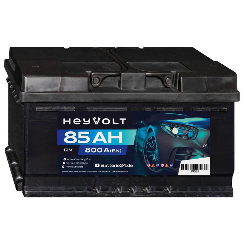 HeyVolt Autobatterie 12V 85Ah 800A Hochleistungs-Blei-Säure-Batterie, Langlebig, Kompatibel mit PKW von Batterie24.de