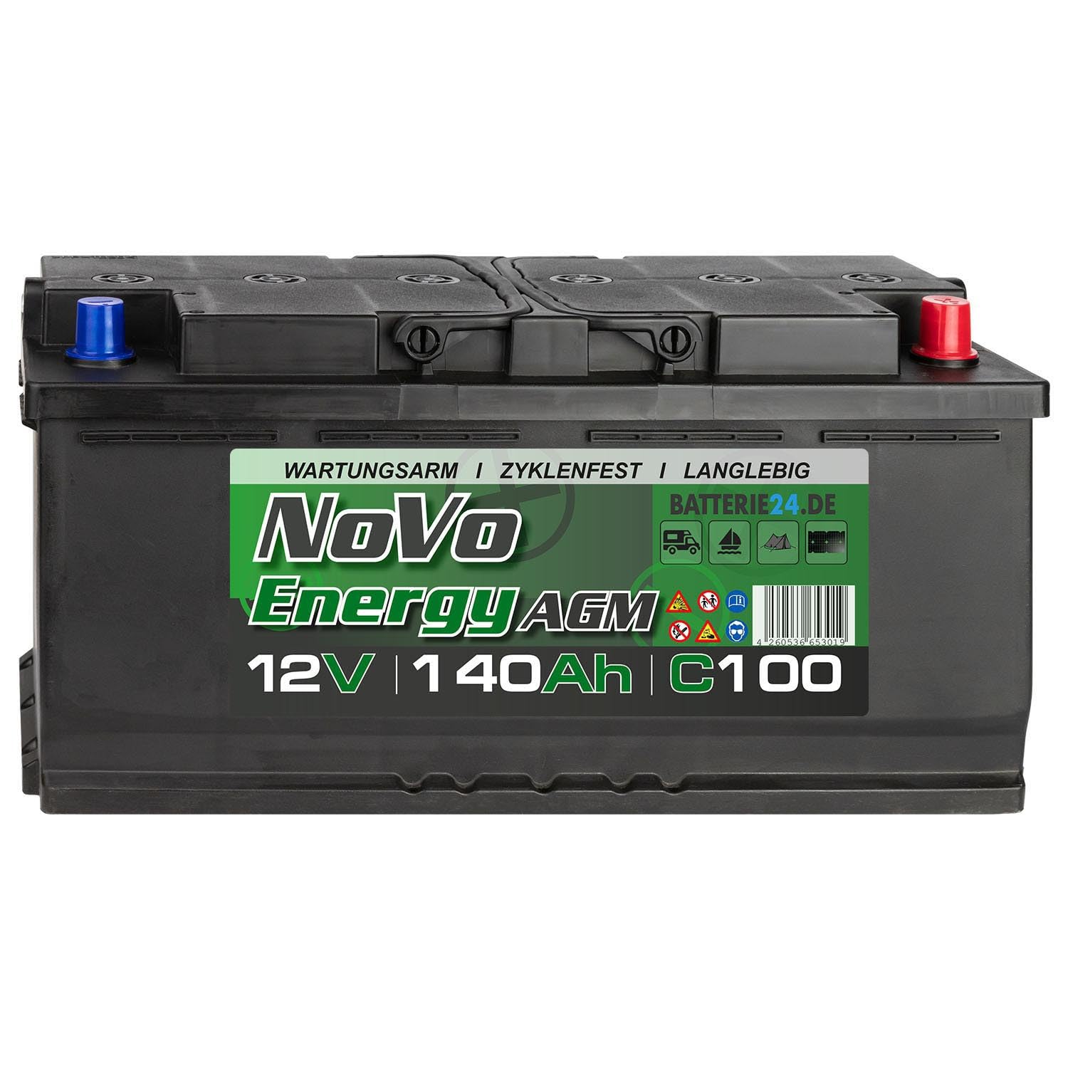 Novo Energy 140Ah 12V Wohnwagen AGM Batterie, Solarbatterie Mover, Camping Wohnmobil, Batterie Solaranlage, Versorgungsbatterie, Boots- & Bootsbatterie von Batterie24.de