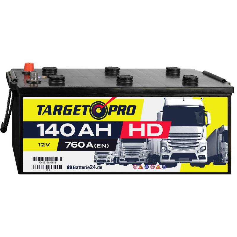 Target Pro HD 12V 140Ah LKW Batterie Starterbatterie kompatibel mit Nutzfahrzeug, Busse oder schwere Einsatzfahrzeuge, Abmessungen 513 x 189 x 223mm, rüttelfest, PKW von Batterie24.de