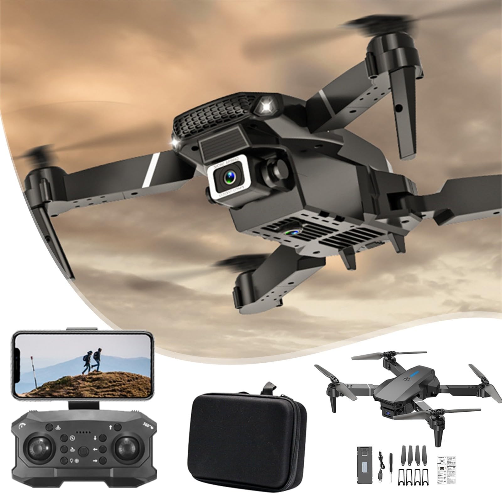 Drohne mit kamera 1080p hd, WiFi FPV drone für Anfänger, RC Quadcopter, Schwerkraft Sensor, Flip mode, Abflug/Landung mit einer Taste One Taste Ruckkehr faltbar Drohnen komplettset unter Anfänger (G) von Battnot