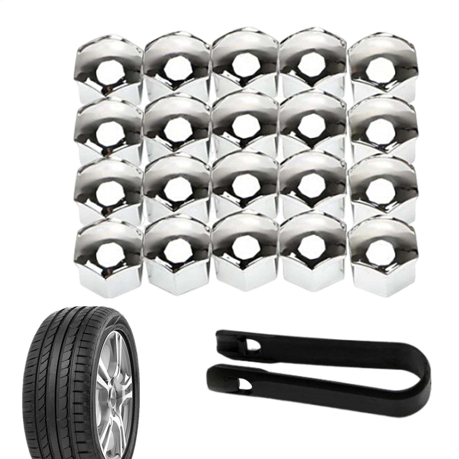 Bavokon Radmutter-Schraubenabdeckung, Autoreifen-Mutterkappen | Radschraubenmuttern-Abdeckkappen-Set,20 Stück Ersatz-Staubschutz, 17 mm, 19 mm, 21 mm Reifenschraubkappe, Reifenmutternabdeckungen, von Bavokon