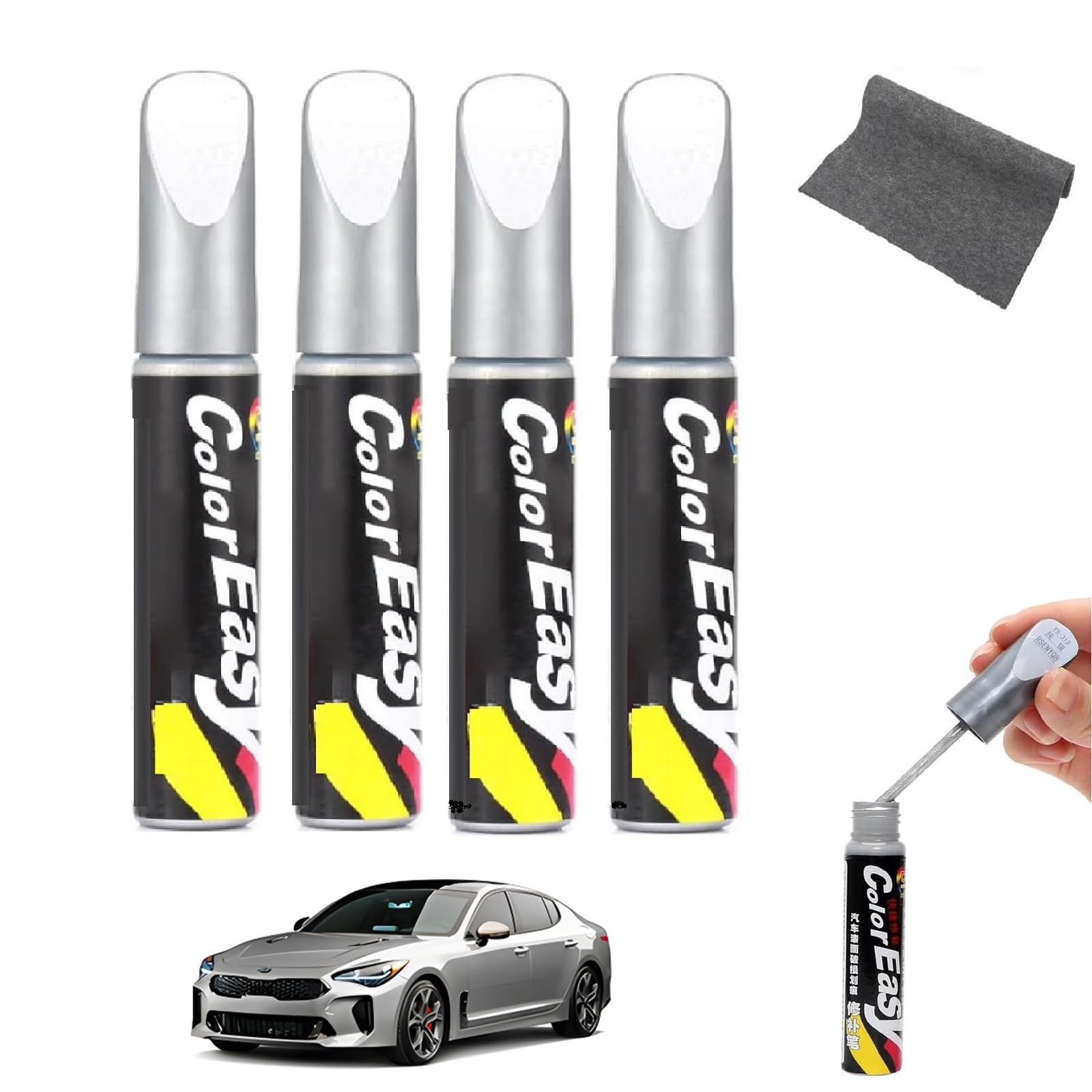 Auto Lackstift,Auto Reparatur Lack Auto Pinsel,Auto Kratzer Reparatur Stift,Lackstift Auto Lack Reparatur,Auto Lackstift Lackreparaturstift,4pcs Lackreparaturstift Auto für Kratzer Reparatur,Silber von Bavooty