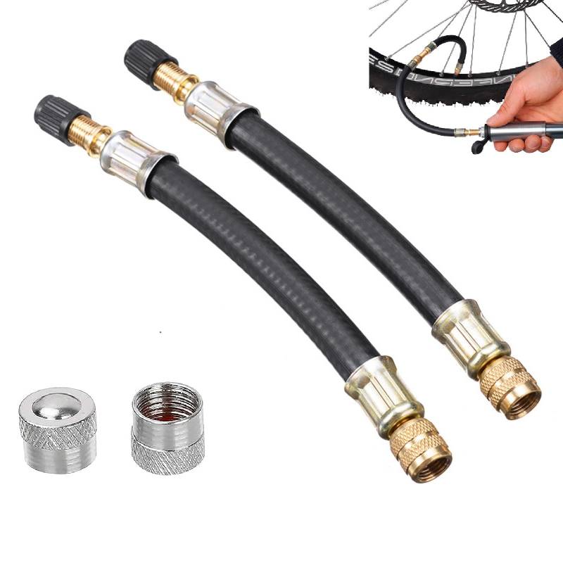 Reifenventil Verlängerung Adapter,Ventilverlängerung Autoventil,Gummi Reifen Ventilverlängerung,Ventilverlängerung mit Kappen,180mm Reifenventilverlängerung Winkelventil für Auto Motorrad Fahrrad,2Pcs von Bavooty