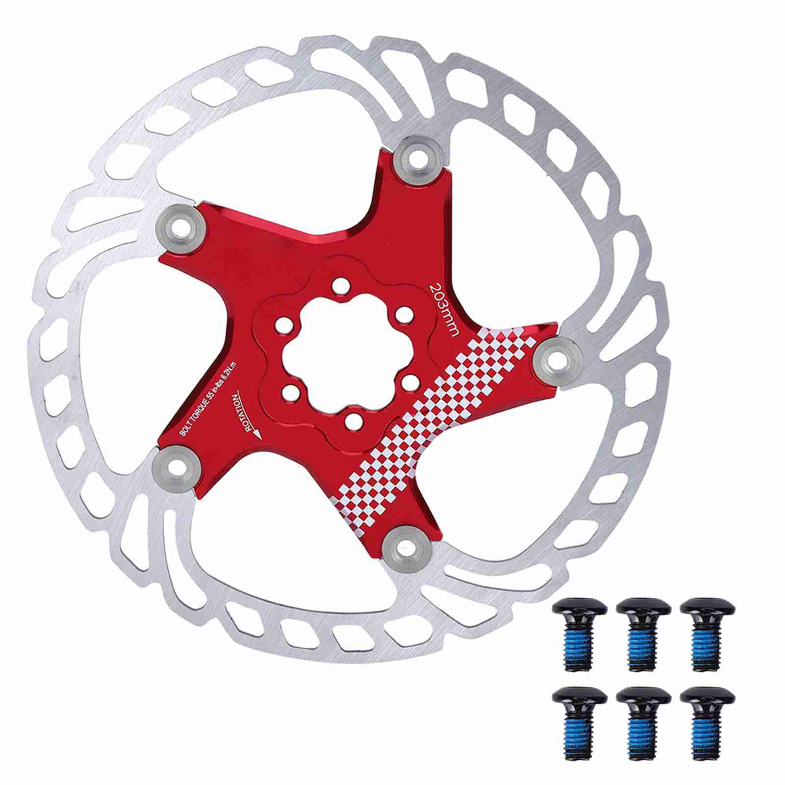 Baxnore 203 mm Fahrrad-Scheibenbremsrotor, schwimmende Fahrradscheibe aus Aluminiumlegierung und Edelstahl, verschleißfeste 6-Loch-Fahrradbremsscheibe für Bergstraßenfahrräder von Baxnore