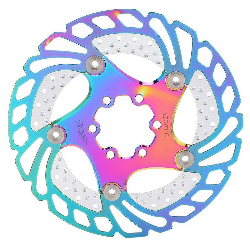 Baxnore 6 Nails Mountain Cycle Scheibenbremsrotor, Kühlscheibenbremsrotor aus Aluminiumlegierung und Edelstahl, verschleißfester Fahrradbremsrotor für das Radfahren (160mm) von Baxnore