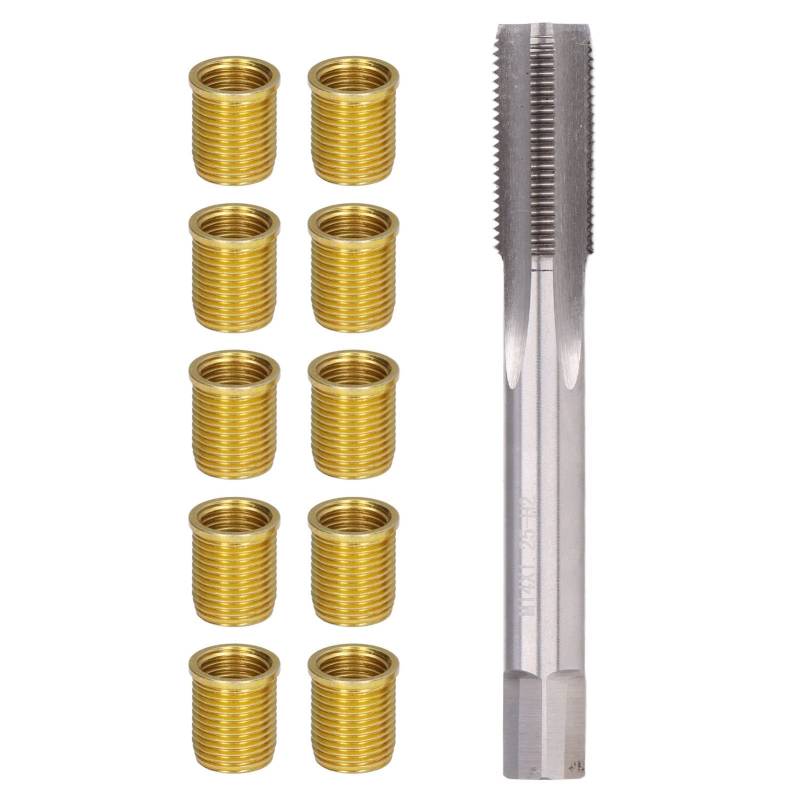 Baxnore Gewindereparaturwerkzeuge, M12x1,25-Einsätze aus Metall mit HSS-Gewindebohrer, verschleißfestes Gewindeschoner-Set, 14-mm-Gewindeset für die Reparatur von Kfz-Motoren von Baxnore