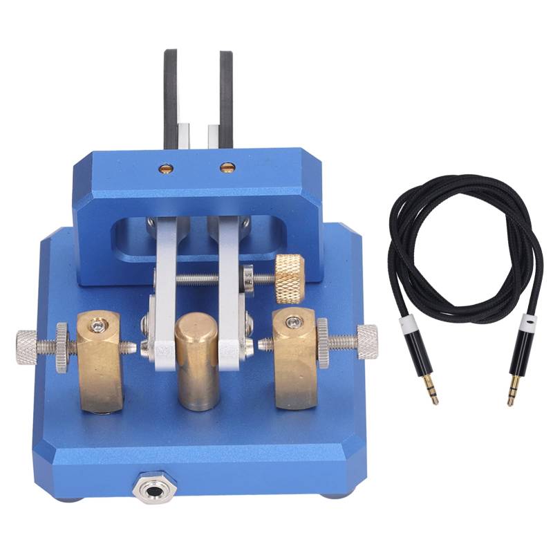 Baxnore Morsecode-Schlüssel, tragbarer Mini-Telegraphenschlüssel, automatisches Morsecode-Werkzeug mit Doppelpaddel, CW-Kurzwellen-Telegramm-Tapper für das Training (Blau) von Baxnore