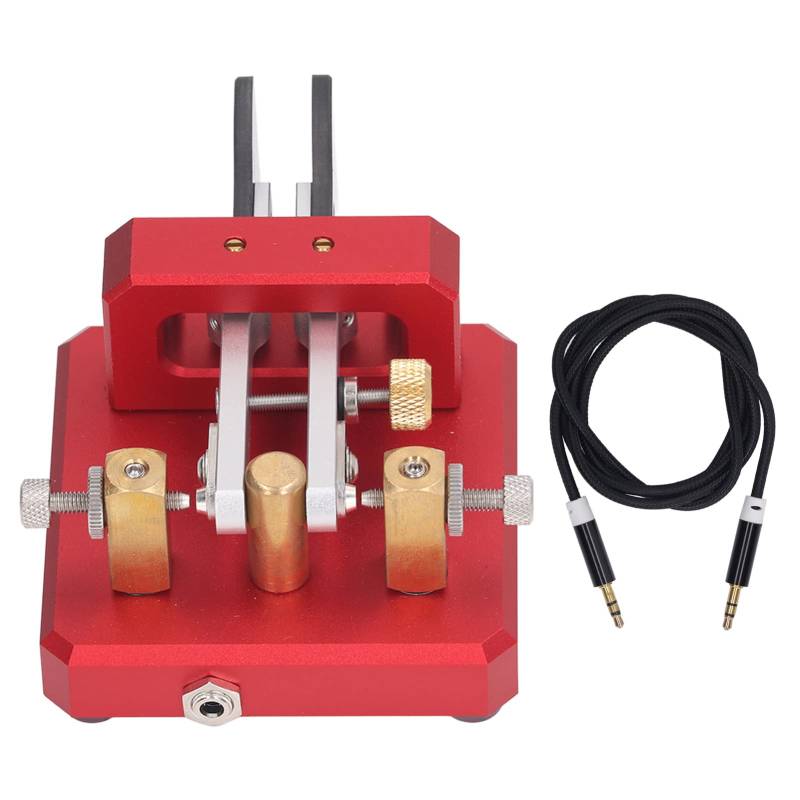 Baxnore Morsecode-Schlüssel, tragbarer Mini-Telegraphenschlüssel, automatisches Morsecode-Werkzeug mit Doppelpaddel, CW-Kurzwellen-Telegramm-Tapper für das Training (Rot) von Baxnore