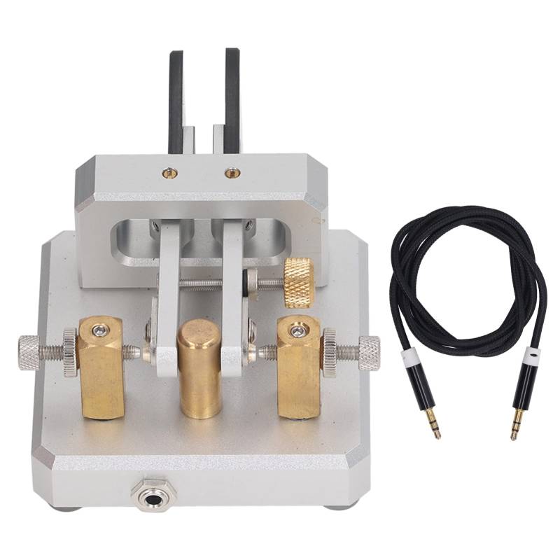 Baxnore Morsecode-Schlüssel, tragbarer Mini-Telegraphenschlüssel, automatisches Morsecode-Werkzeug mit Doppelpaddel, CW-Kurzwellen-Telegramm-Tapper für das Training (Silber) von Baxnore