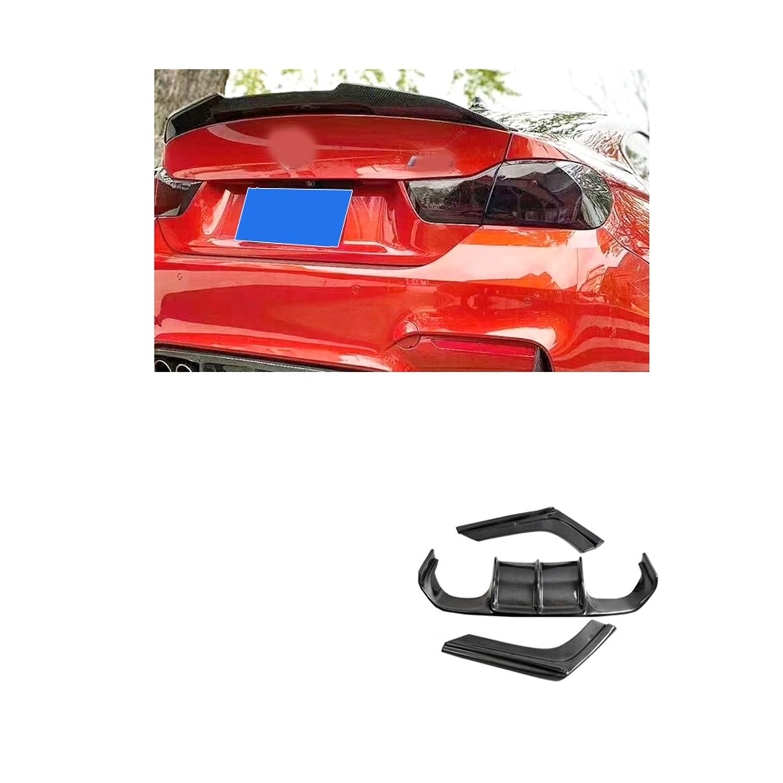 Kompatibel for BMW M3 M4 F80 F82 Spoiler Gloss True Carbon Fiber Heckstoßstange Heckdiffusor 2014–2019(Carbon fiber-01) von BcoMfy
