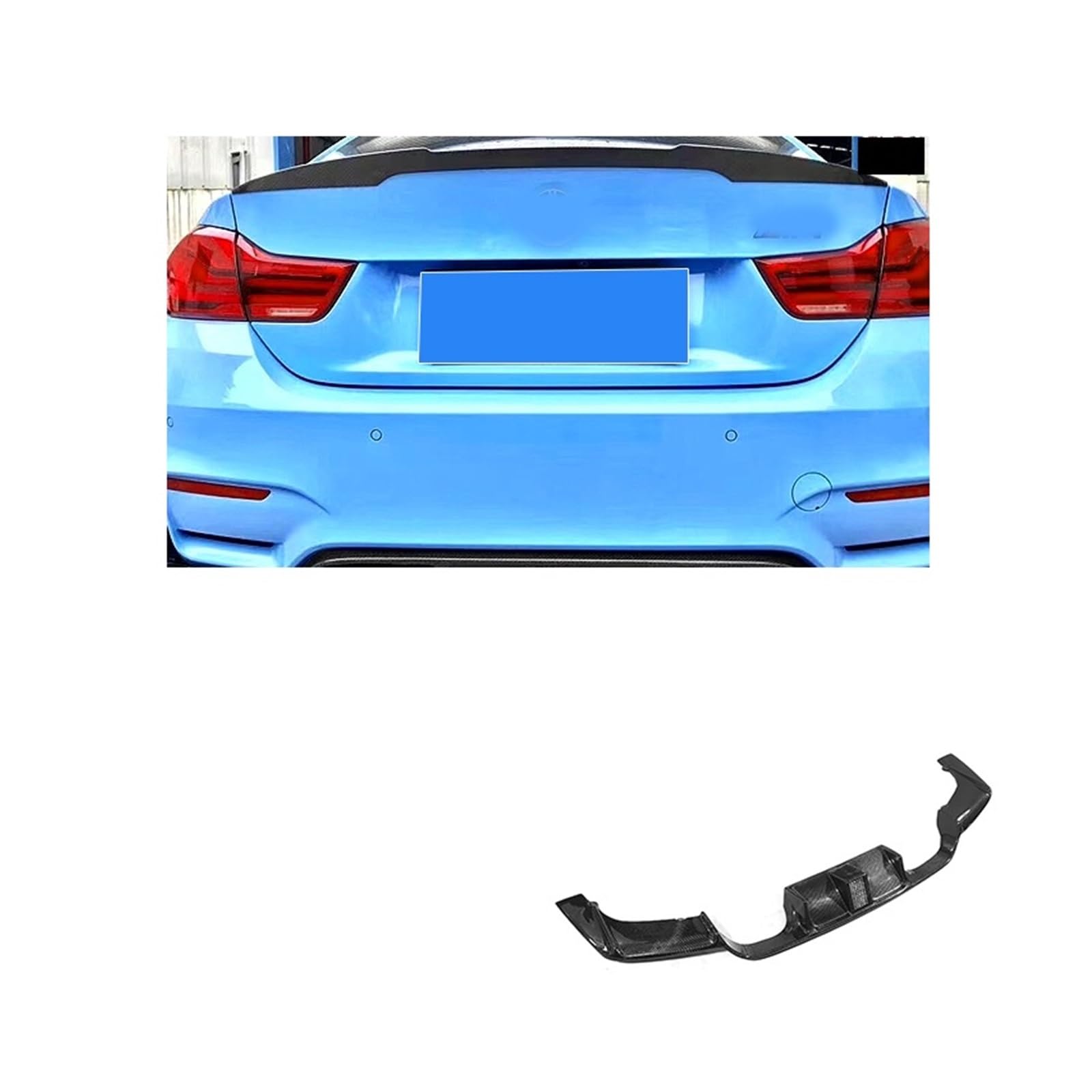 Kompatibel for BMW M3 M4 F80 F82 Spoiler Gloss True Carbon Fiber Heckstoßstange Heckdiffusor 2014–2019(Carbon fiber-04) von BcoMfy