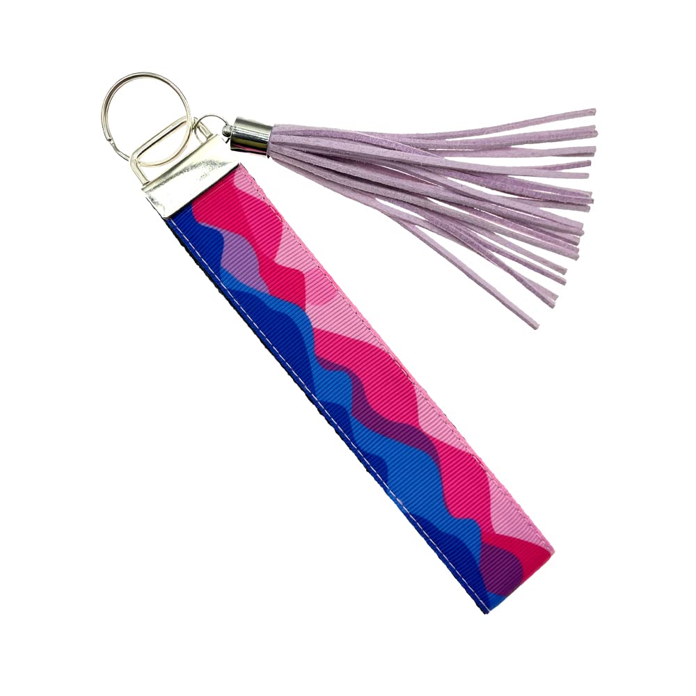 Bcrafene Pride Flag Keychain Wristlet Bracelet,with Tassel Gifts for Women, Bisexual Keychain LGBTQ wrist strap for keys, car keys wristlet (Bisexual Pride), Bisexual Pride Schlüsselanhänger, 1 von Bcrafene