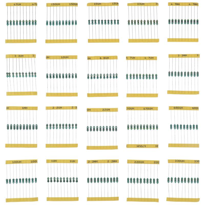Be In Your Mind 200-teiliges Induktor-Sortiment-Set 1 UH - 4.7 MH 1/2 W Inline-Induktor Farbring Induktivitäts-Sortiment 10x20 Spezifikationen in Kunststoffboxen für Elektrische Schaltkreise Geräte von Be In Your Mind