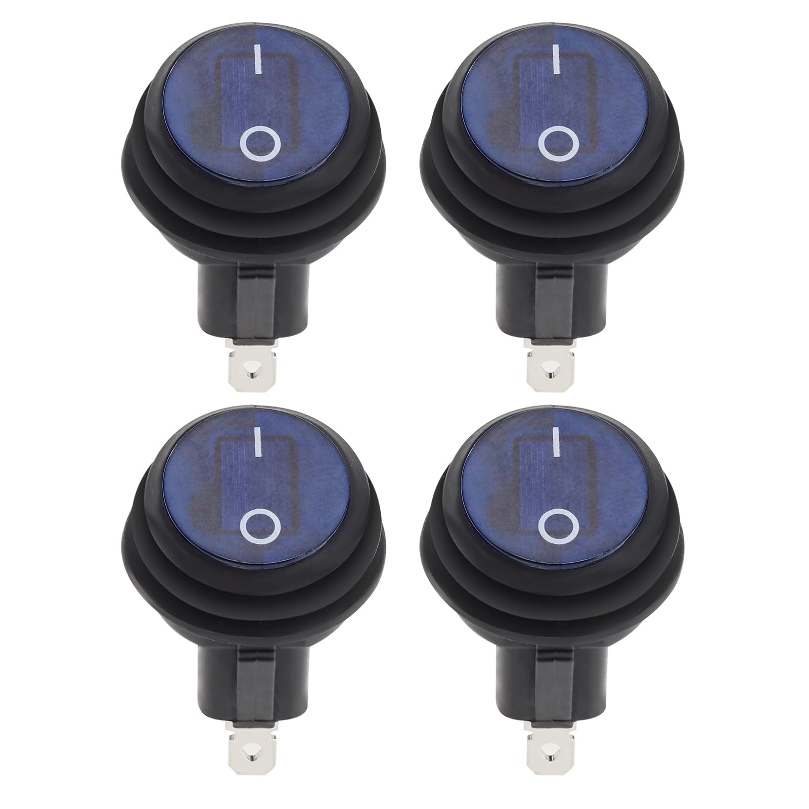 Be In Your Mind 4 Stück DC12V 20A SPST 3 Pin 2 Position Wasserdichter Wippschalter Runder Wippschalter mit LED-Licht EIN-Aus für Auto LKW Boot Marine Steuerung Blau von Be In Your Mind