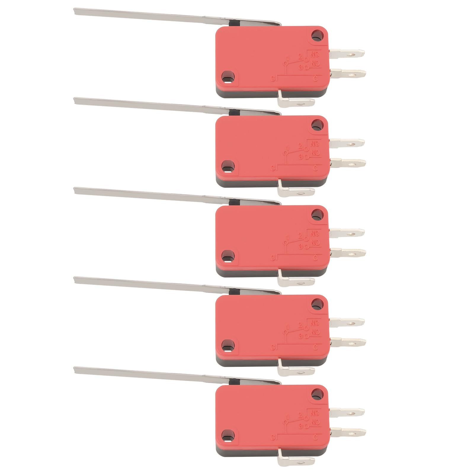 Be In Your Mind 5-teiliger Mikro-Endschalter mit 3 Anschlüssen Und Langem Scharnierhebel 16 A 250 V SPDT Mechanischer Schalter V-163-1C25 Industrielle Steuerungsanwendungen Elektronische Geräte von Be In Your Mind