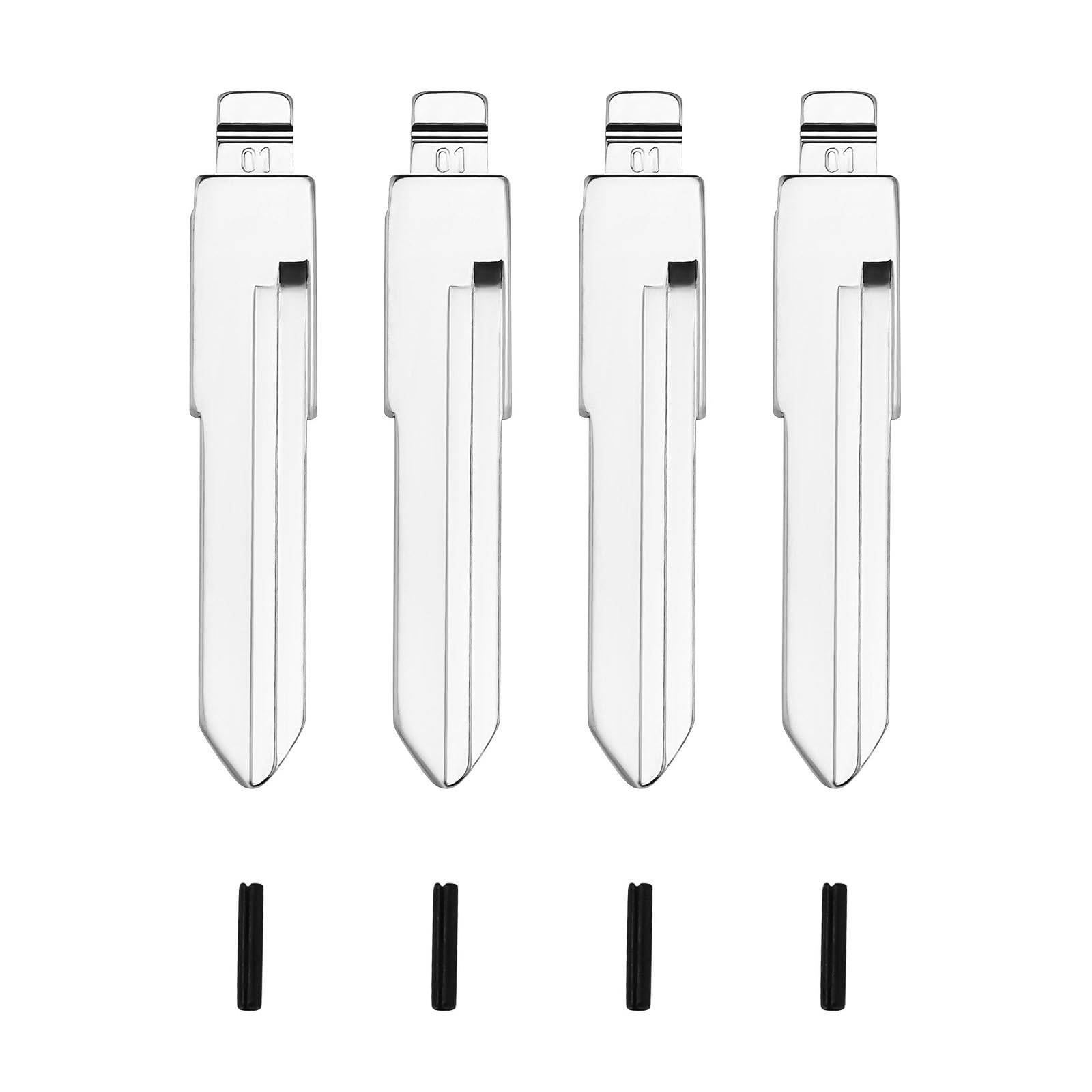 Be In Your Mind HU49 Schlüsselbart für Funkschlüssel, kompatibel mit VW T4, Klappschlüssel, Rohling, ungeschliffen, Metall, Klappschlüssel, Ersatzteil, Silber, 4 Stück von Be In Your Mind