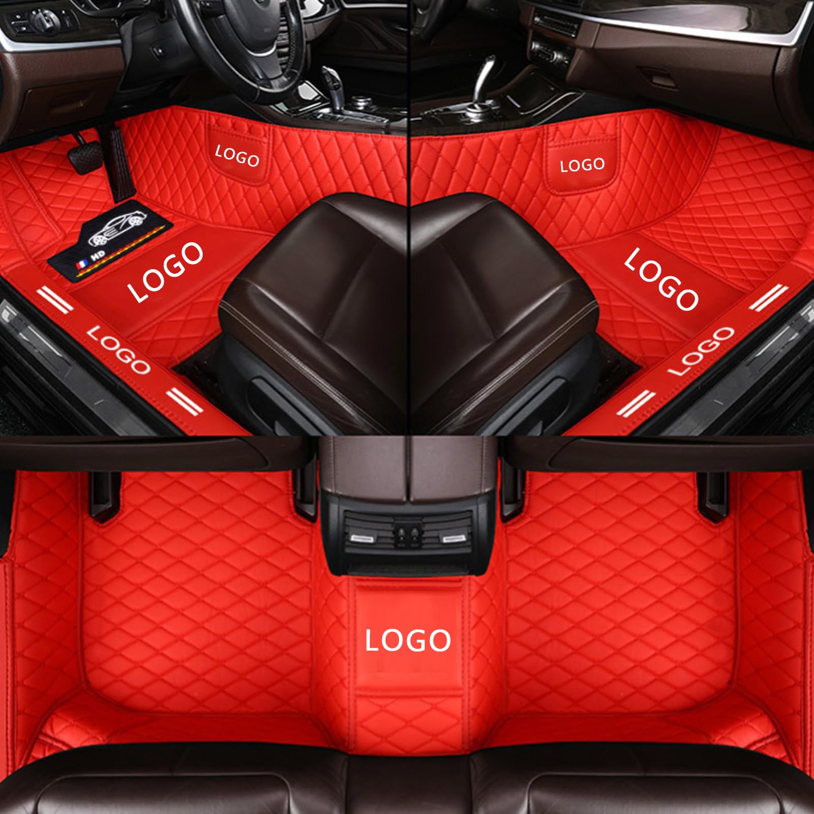 Autoteppich Auto Fußmatten Auto Fußmatte Customize Personalisiert mit Auto LOGO Für 99.99% Limousine SUV Sportwagen Männer Schutz Anti-Schlupf-Lederbodenfutter Alle Wetterautos Bodenmatten von BeNsil