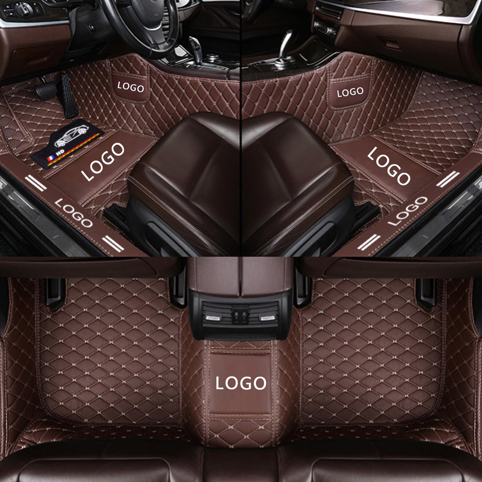 Autoteppich Auto Fußmatten Auto Fußmatte Customize Personalisiert mit Auto LOGO Für 99.99% Limousine SUV Sportwagen Männer Schutz Anti-Schlupf-Lederbodenfutter Alle Wetterautos Bodenmatten von BeNsil