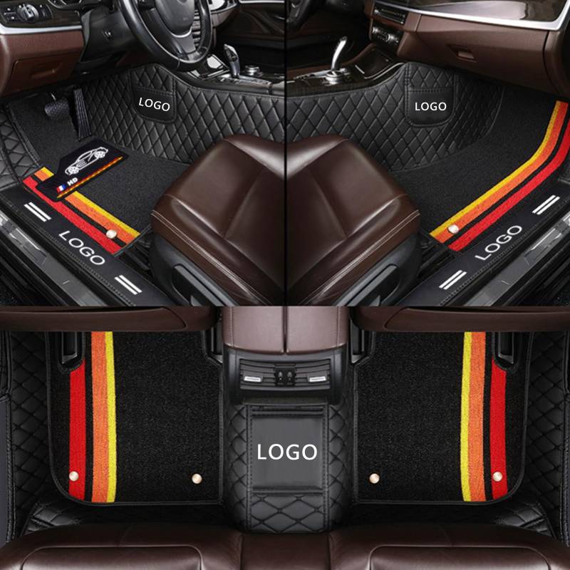 Autoteppich Auto Fußmatten Auto Fußmatte Customize Personalisiert mit Auto LOGO Für 99.99% Limousine SUV Sportwagen Männer Schutz Anti-Schlupf-Lederbodenfutter Alle Wetterautos Bodenmatten von BeNsil