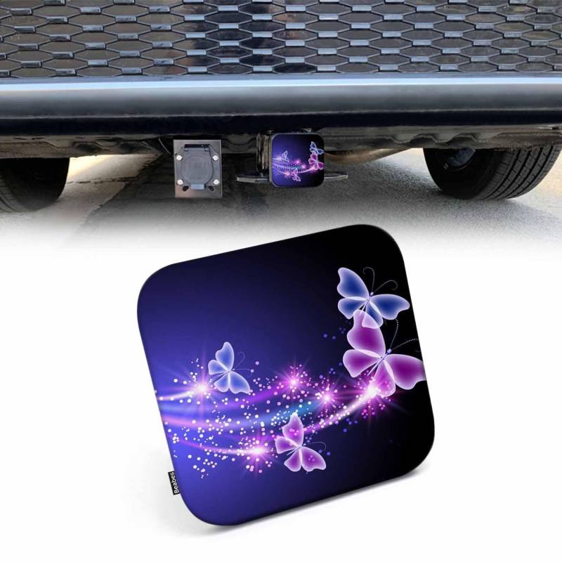 Beabes Butterflies Safe Hitch Cover Glowing Butterflies Stars Square Trailer Hitch Cover 2 Inch, Car Rear Receiver Hitch Covers Soft Rubber Hitch Cover for Trucks SUVs RVs, Purple Pink von Beabes