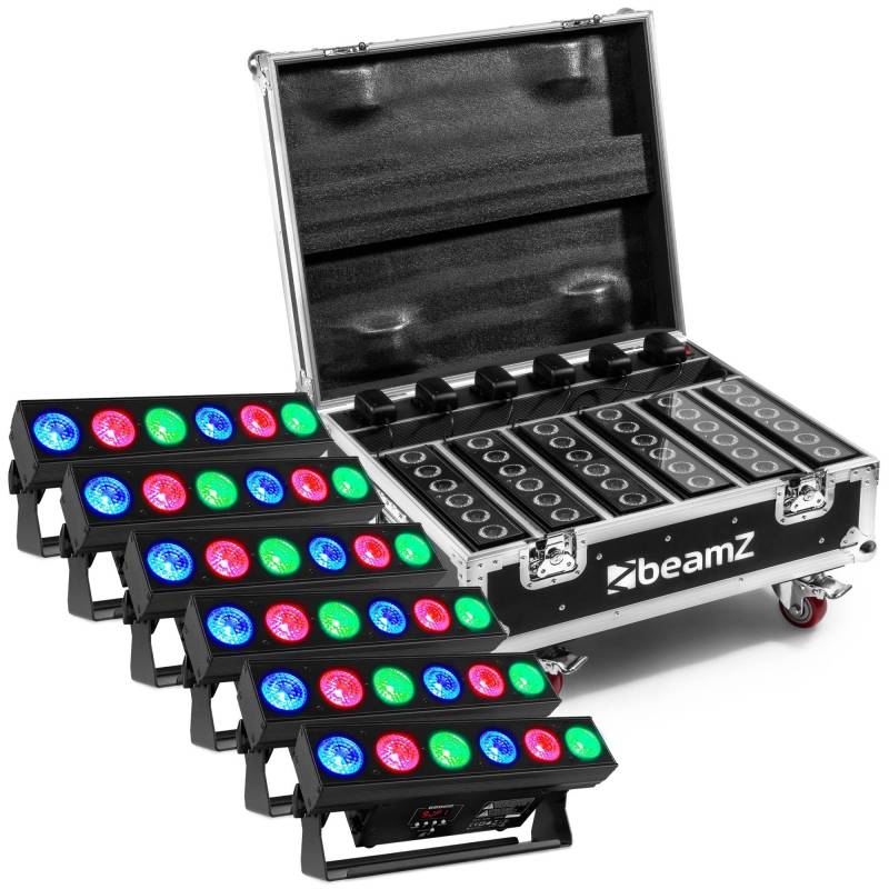 BeamZ BBB612 LED BAR Lichtset + Flightcase mit Ladefunktion von Beamz