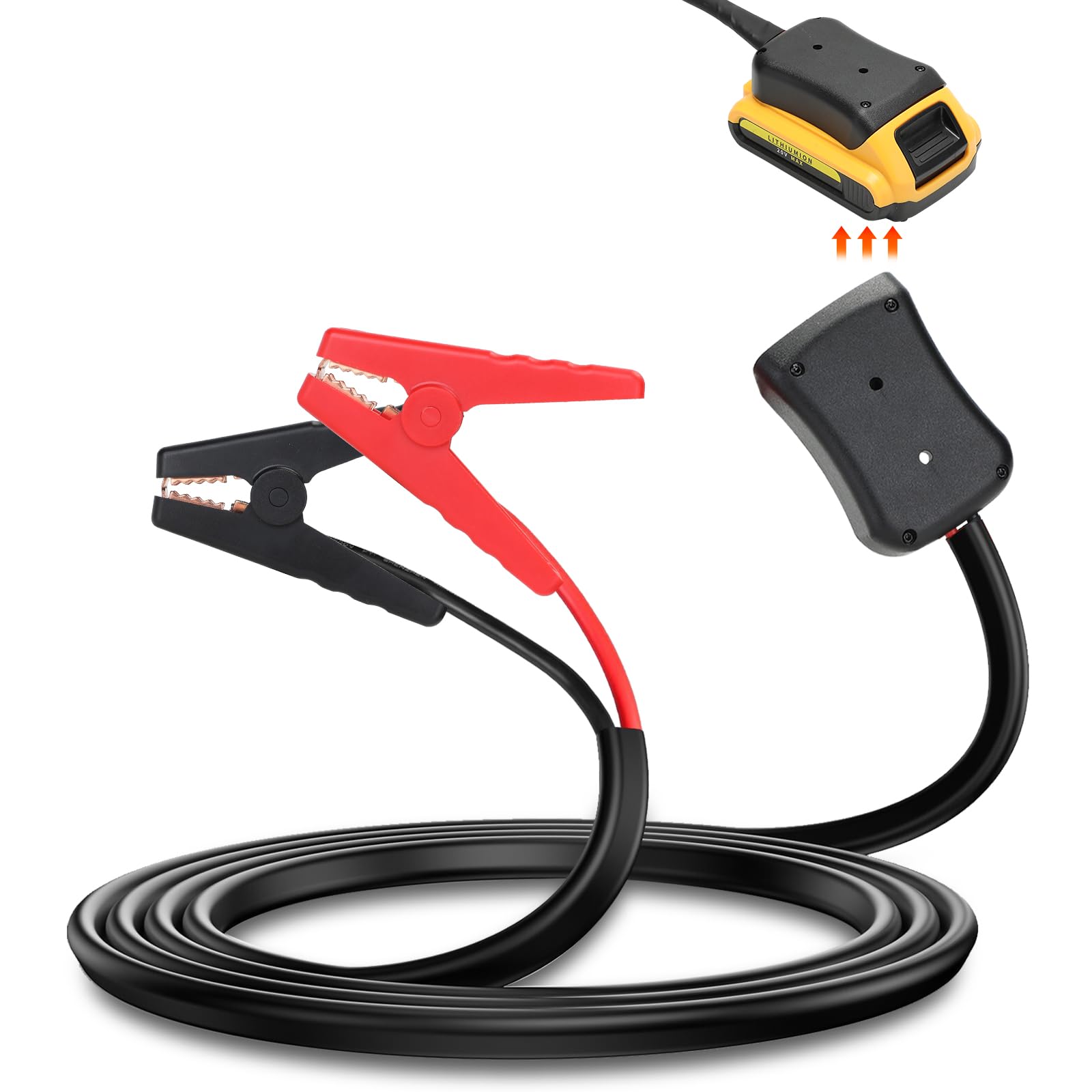 Beaspire Auto Starterkabel Starthilfe Überbrückungskabel Adapter Kompatibel mit Dewalt Akku 18V 20V Werkzeugakkus, 1.8M 8AWG Auto Starthilfekabel für PKW (2 Polzangen, mit Tragetasche) von Beaspire