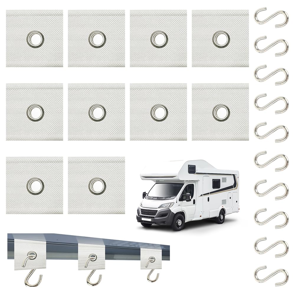 10 Stück Kederschiene Zubehör Haken für Hederschiene 5/6mm-7/8mm, 5 x 5cm RV Markisenhaken, Camping Kederleiste Haken, Kederschiene Zubehör, für Wohnwagen, Camping, Wohnmobil (Weiße, Inklusive Haken) von Beatific