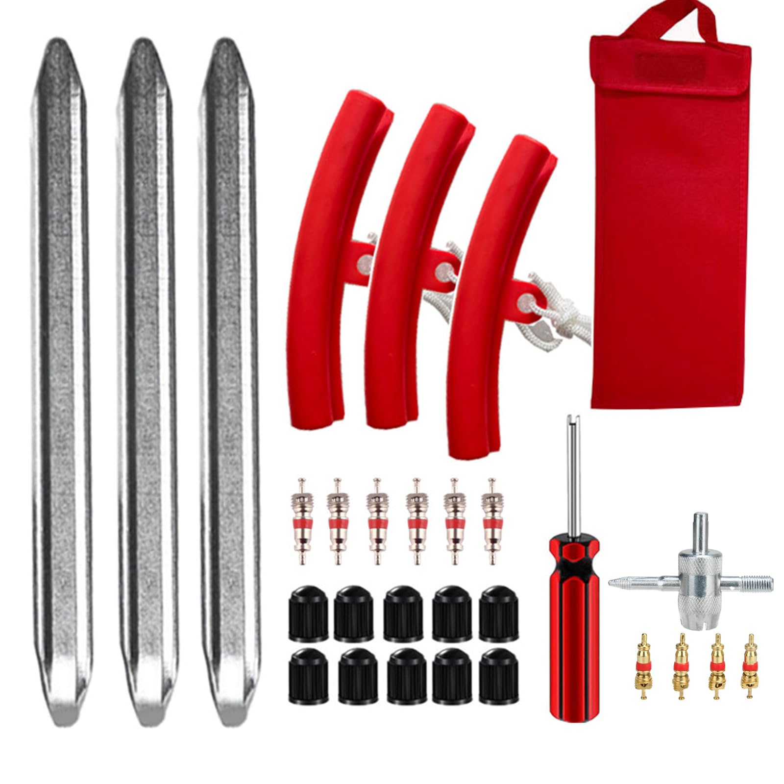 30cm Reifenheber, 29 Stück Montierhebel Werkzeug, Reifen Montiereisen Rad Felge Protektoren Tool Kit, Reifenmontierhebel mit 3 Felgenschutz für den Austausch von Motorrad Fahrrad und Autoreifen von Beatific