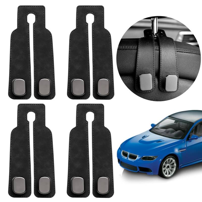 4 Stück Auto Lagerung Haken, Universal Auto Haken, Kopfstütze Haken, Aufbewahrungshaken für Autositz Autositz Rücksitzhaken, Organizer Taschenhaken Für Handtaschen, Lebensmitteltaschen (Schwarz) von Beatific