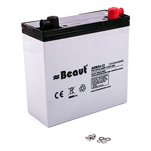 Beaut Solar Batterie 24 A 12 Volt AGM 181 x 77 x 170 mm ideal für Wohnwagen und Wohnmobil von Beaut