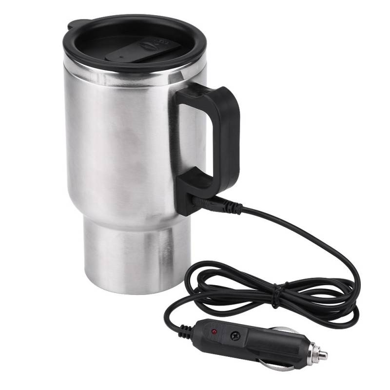 12V 450ml Auto-Heizbecher, Elektrischer Incar-Reise-Heizbecher aus Edelstahl, Reise-Heizbecher, Elektrischer Wasserkocher, Kaffee-Tee-Autobecher, Automobilelektronik von Bediffer