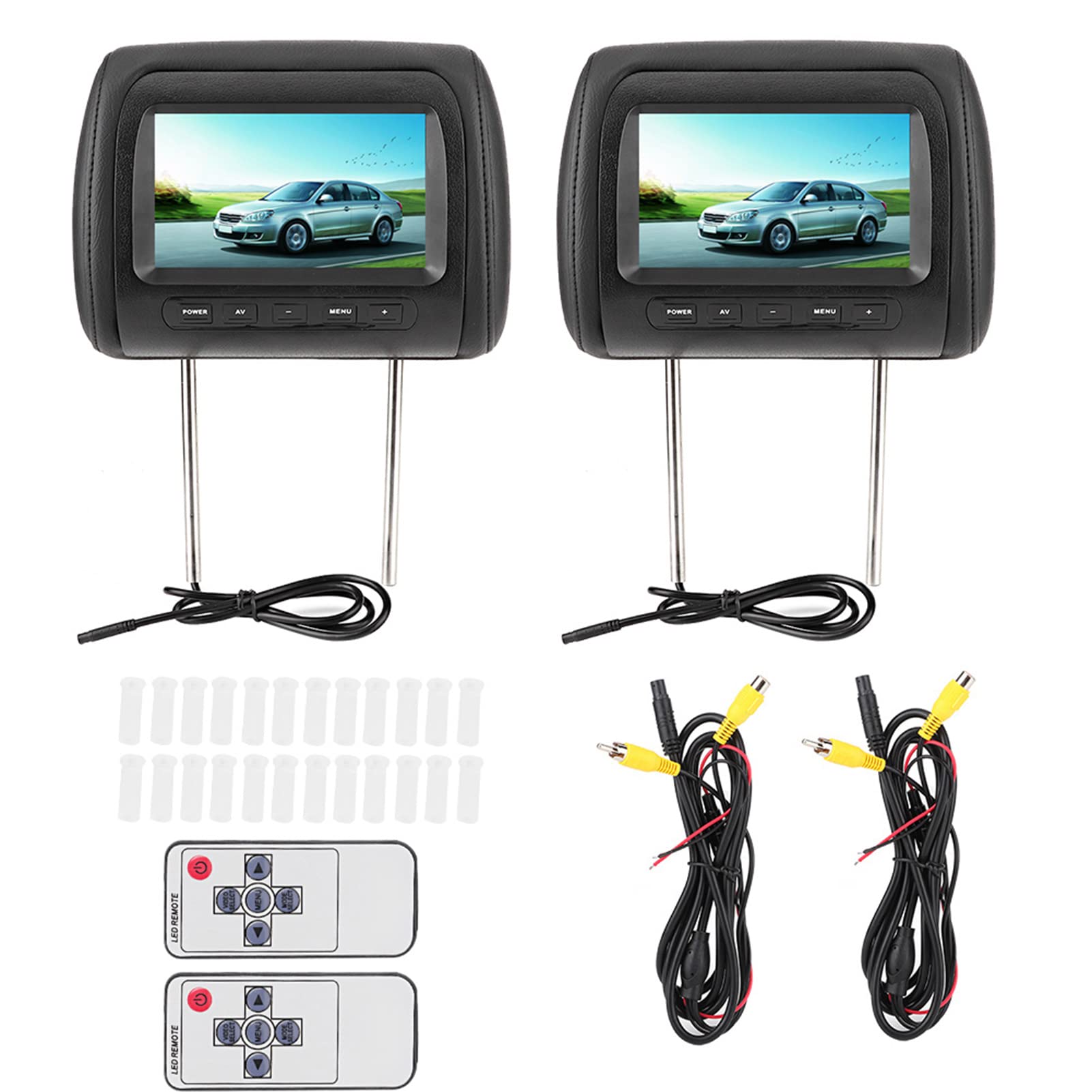 2 Stück 7-Zoll-Auto-Kopfstützen-Videoplayer, Auto-Monitor-Kopfstützen-Display, Universal-Auto-Kopfstützen-Monitor, Kopfstützen-DVD-Display mit Fernbedienung von Bediffer