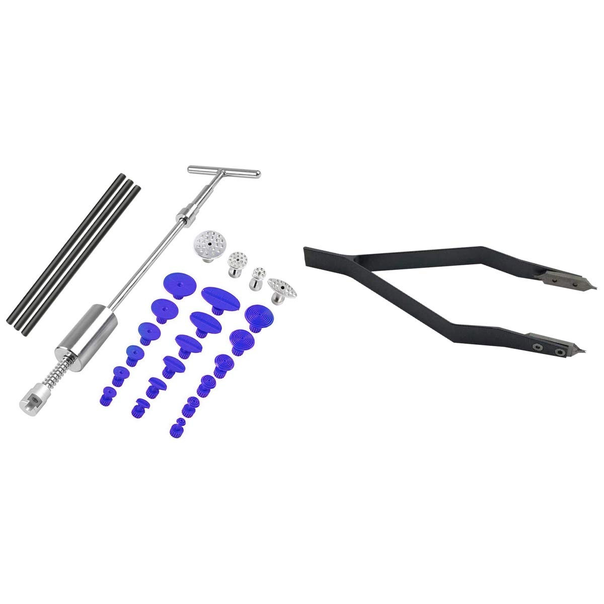 1 Set Werkzeuge lackfreie Dellenreparatur Gleithammer Umkehrhammer Dellen-Kit und 1 x Federsteg-Pinzette für Uhren von Beelooom
