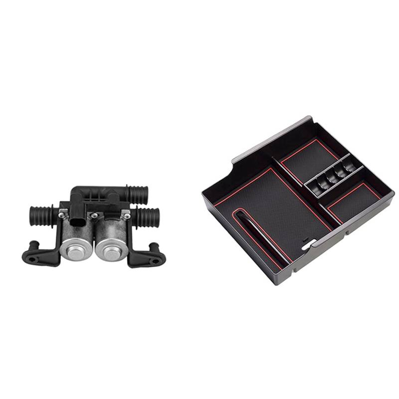 Beelooom 2er-Set Autozubehör: 1 Set Auto-Heizungssteuerventil, Doppel-Magnetspule und 1 x Armlehnen-Aufbewahrungsbox mit USB-Loch von Beelooom