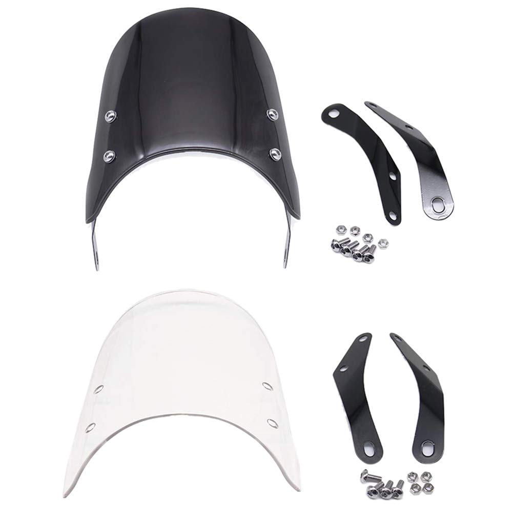 Beelooom Motorrad-Scheinwerferverkleidung, Windschutzscheibe, kompatibel mit Bonneville, Schwarz und Transparent, 2 Stück von Beelooom