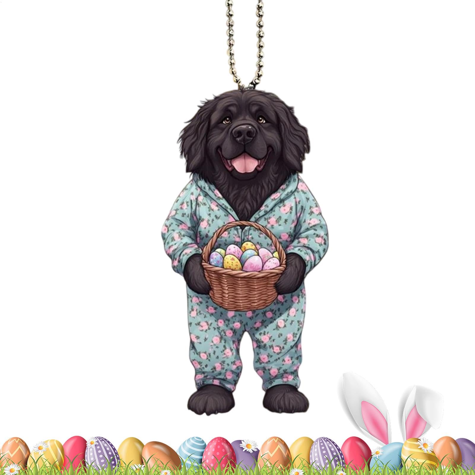 Befeixue Osterwagenhundeianhänger, Autoramenthundei, 2d flaches Acrylhund Ostern Eggs Auto Hangable Anhänger, Automobil Rückspiegel -Zauber, Tierverzierungsfahrzeug -Innenzubehör von Befeixue