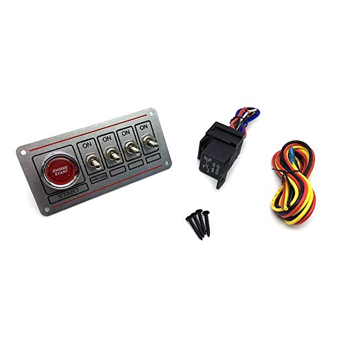 Begchy 12 V LED ZüNd Schalt Tafel für Den Start des Rennwagen Motors Druck Knopf LED Kipp Schalter, Silber von Begchy