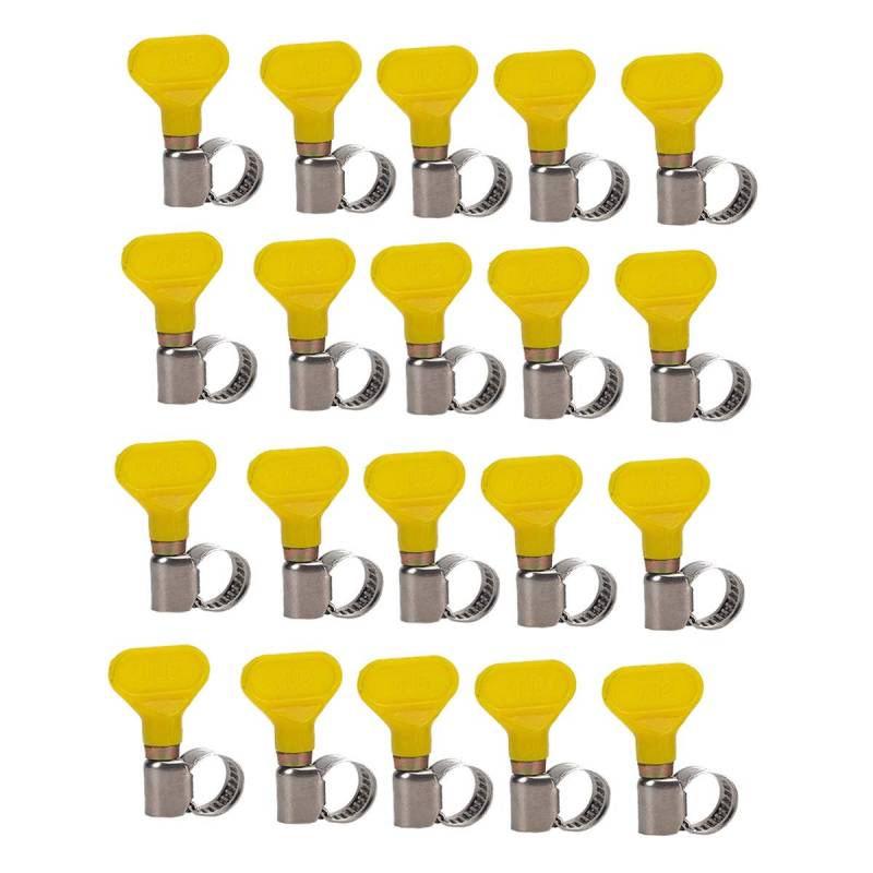 Begchy 20PCS Schlauchschlauchklemmen und Rohrschellen Gelb 10-16MM Edelstahlschlauchschellen mit Griffen von Begchy