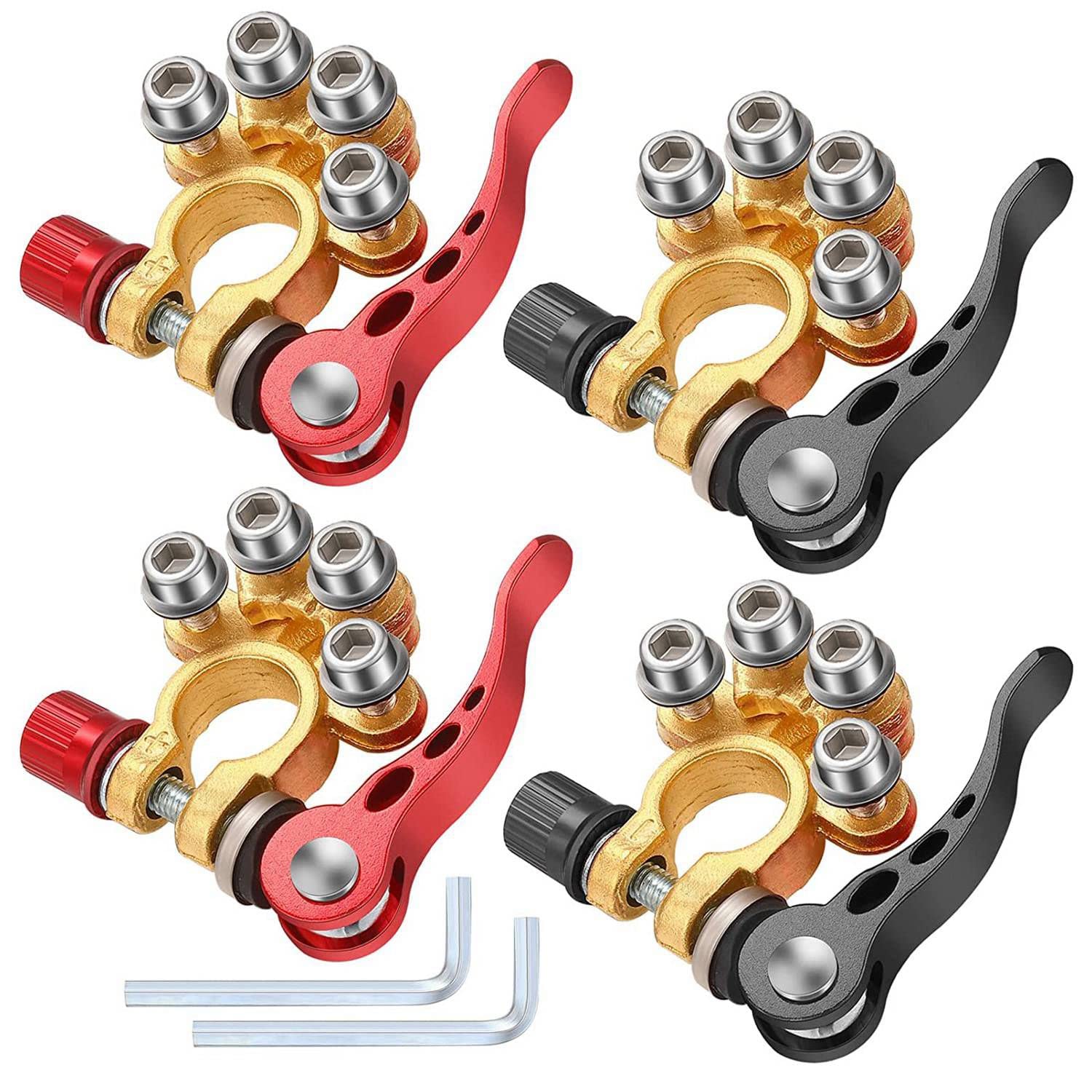 Begchy 4-Teiliger Batterieklemmenanschluss Batterie-Schnellverschluss-Entfernungsclip SAE/Typ EIN Polklemme Autobatterieanschluss von Begchy