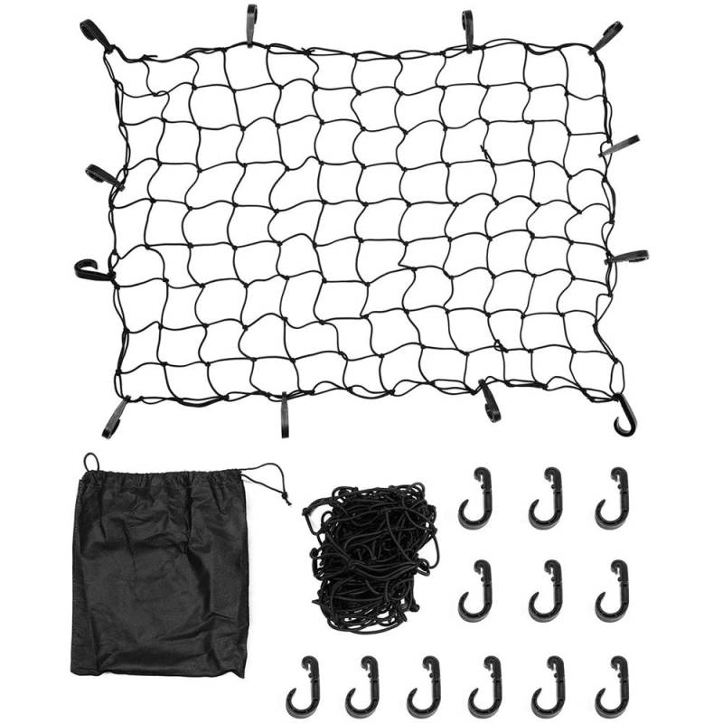 Begchy 90X120Cm LadefläChe Fracht Netz Schwarz, Hochleistungs Bungee Netze mit 12 D Clip Karabinern, für SUV AnhäNger RV von Begchy