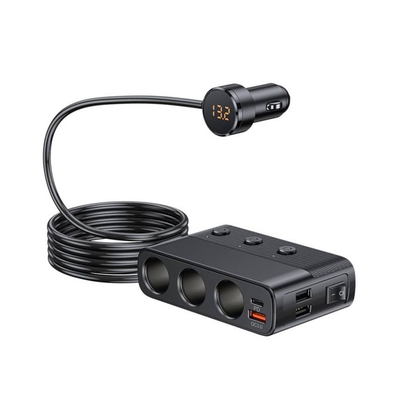 Begchy Autoladegerät-Adapter 127 W mit PD QC3.0 USB- und Typ-C-Anschlüssen Splitter LED-Anzeige - Modell C28 von Begchy